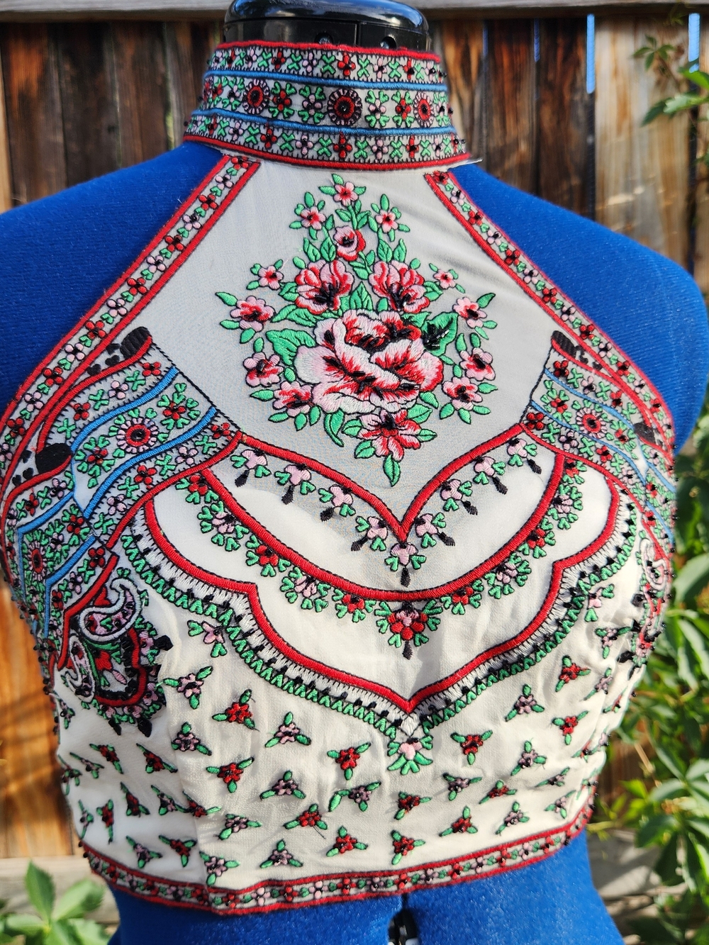 Sherri Hill Beaded Embroidered Halter Crop Top - Size 4